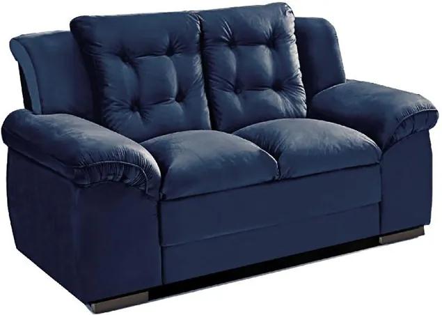 Sofá com Fibra no Assento e Encosto Granada 2 Lugares Tecido Suede Azul - Umaflex