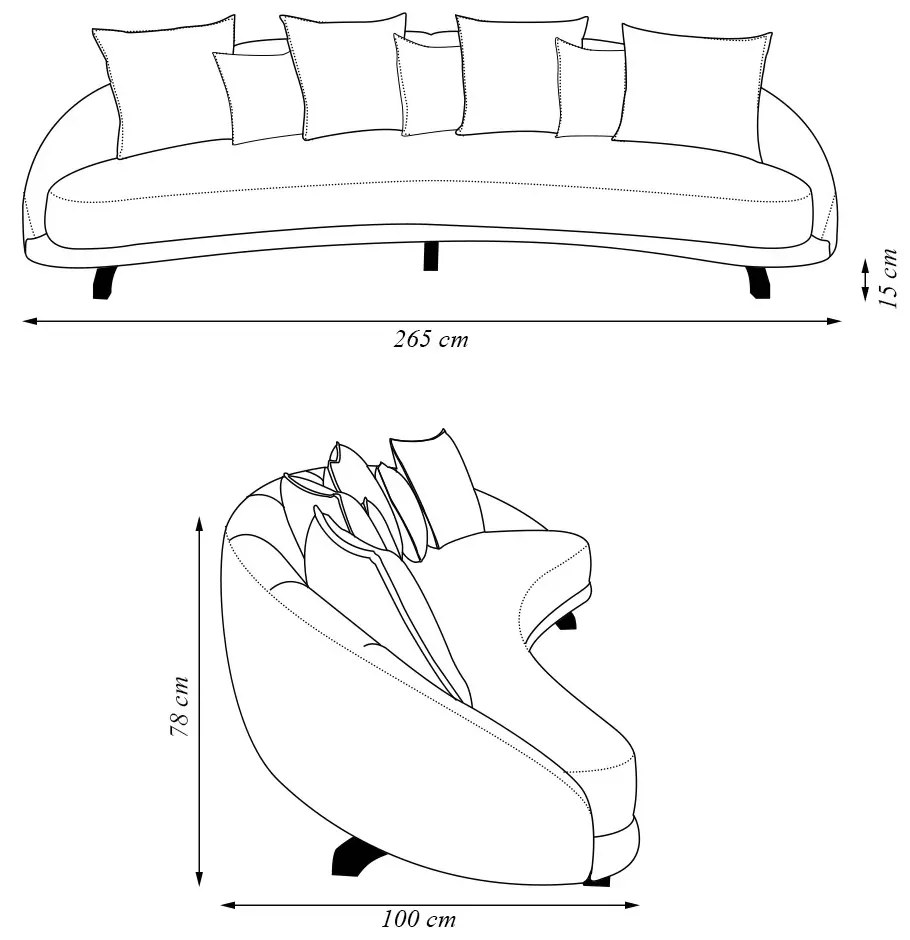 Sofá Living 3 Lugares 265cm Pés Madeira Morales com Almofadas Bouclê Cinza G52 - Gran Belo