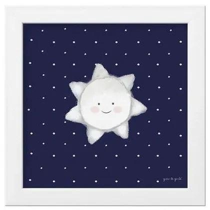 Quadro Mdf Estrela Sol Azul Marinho 18cm Grão de G