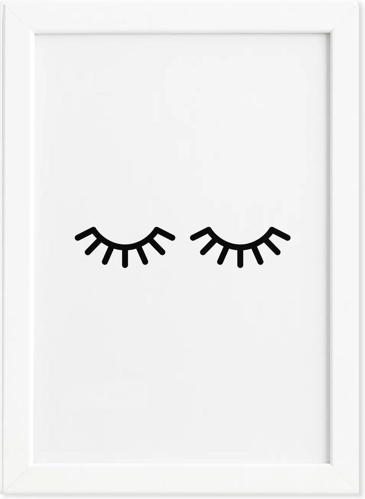 Quadro Decorativo Namorados - Cílios Moldura Branca 33x43cm