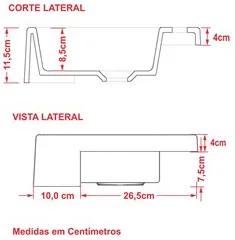 Cuba Pia Semi Encaixe para Banheiro Retangular 54cm XRT C08 Cinza - Mp