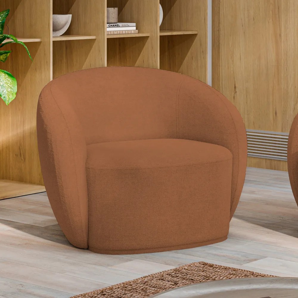 Kit 2 Poltronas Decorativas Sala de Estar Íbis Encosto Fixo Bouclê Terracota G33 - Gran Belo