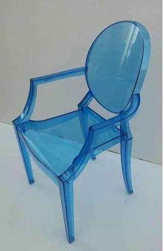 Cadeira Louis Ghost com Braco Azul Translucido- 18119 Sun House