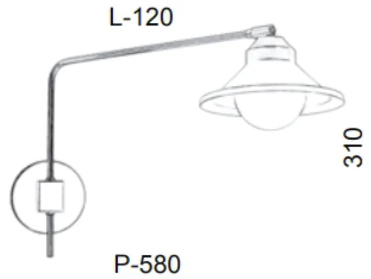 Arandela Haste Articulada Cúpula Aluminio Retro 12X58X31Cm Metal E Vid... (CAFÉ / COBRE BRILHO, BRANCO (FOSCO))