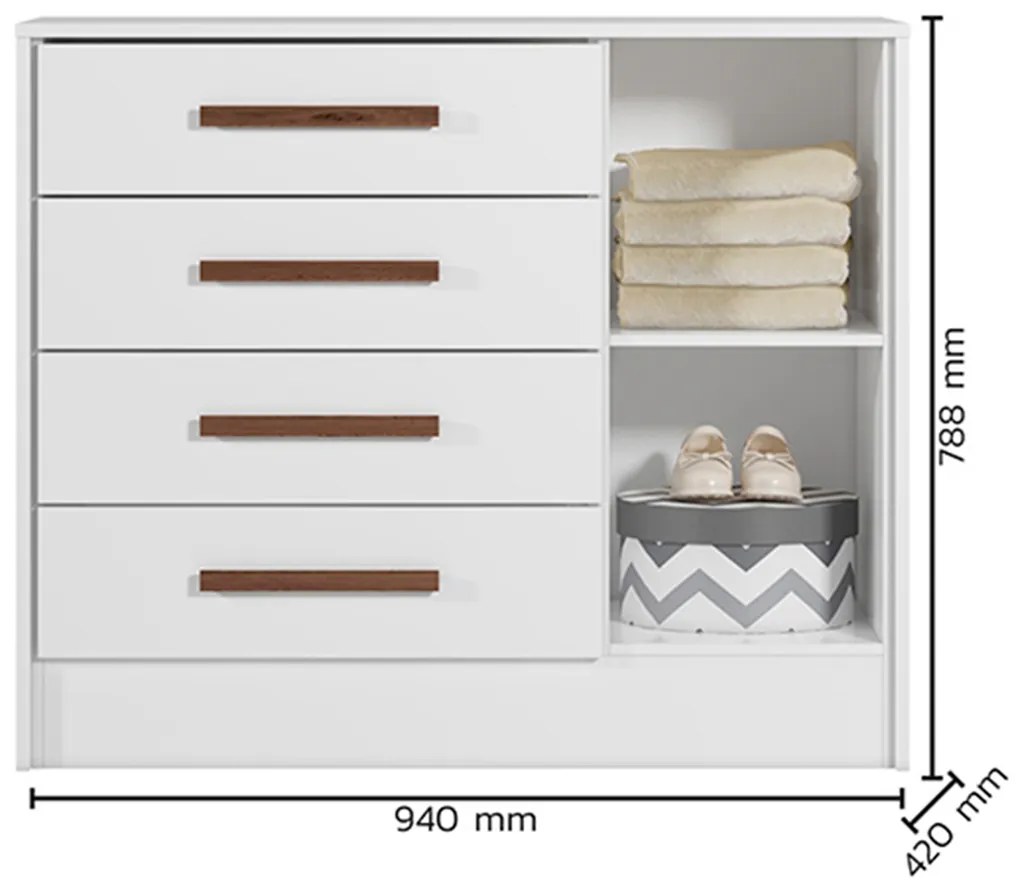 Comoda Sapateira 1 Porta e 4 Gavetas Alice Q01 - ADJ Decor