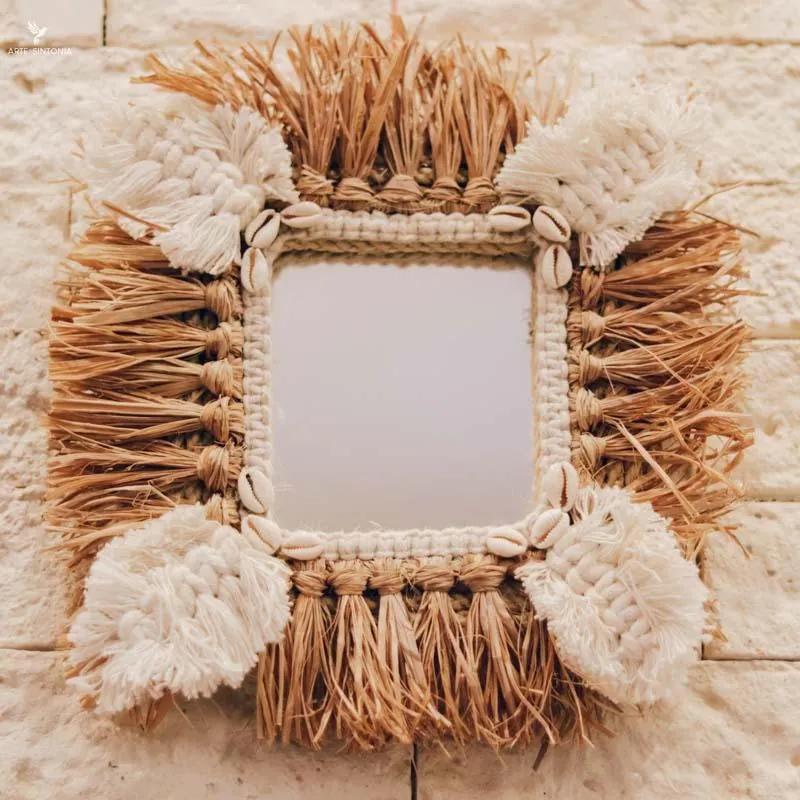 Espelho com Moldura | Palha Natural 30cm