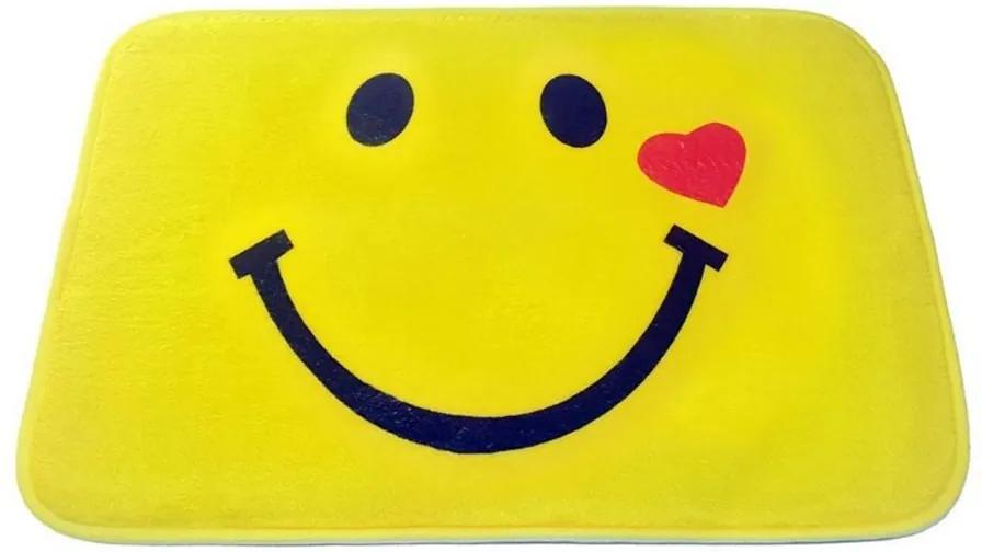 Tapete Infantil Emoji Sorriso Coração 58x40cm Amarelo