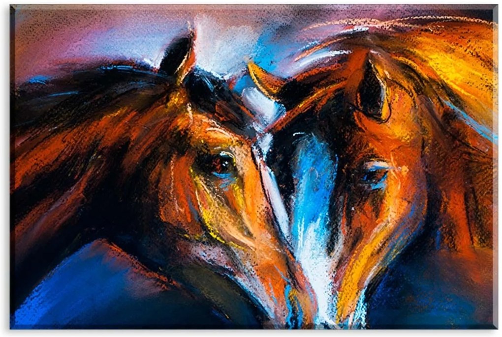 Tela Decorativa Abstrato Horse Painting Grande Love Decor