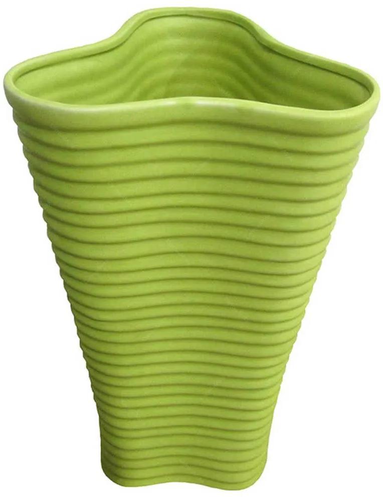 Vaso Ondule Verde Grande em Cerâmica - Urban - 40x23,5 cm