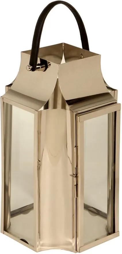 Lanterna Decorativa de Aço Inox e Vidro Yukon Pequena com alça de couro