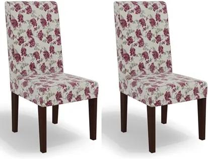 Kit 2 Cadeiras CAD110 para Sala de Jantar Walnut/Rosas Vermelhas - Kappesberg
