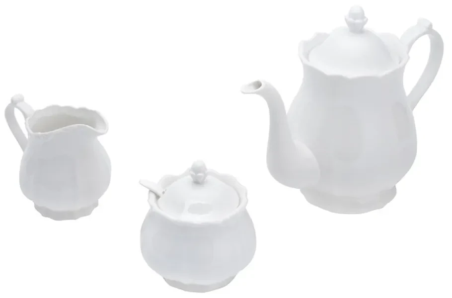 Conjunto Bule P/ Chá E Café Fancy De Porcelana Wolff 3 Pçs