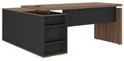 Mesa Escritório em L Gerência 170cm Corp A06 Nogal/Preto     - Mpozena