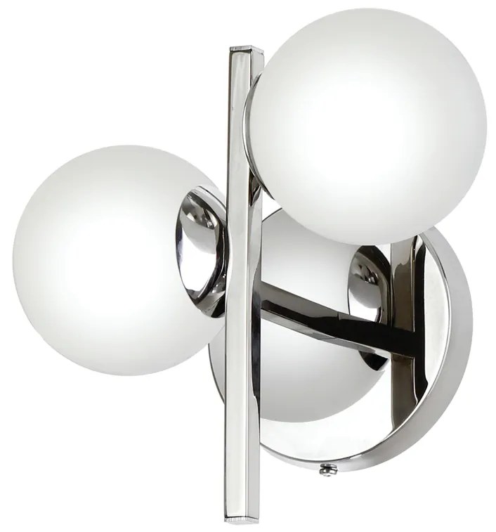 Arandela C/ Globo B/2 15X24X21Cm Metal E Vidro 2 X G9 Globo Ø10Cm |Old... (PRETO / CROMADO, FOSCO)
