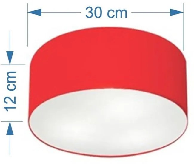 Plafon Cilíndrico Md-3010 Cúpula em Tecido 30x12cm Vermelho - Bivolt