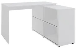 Mesa Escrivaninha em L Link e Estante Livreiro 90x187cm Lean A06 Branc