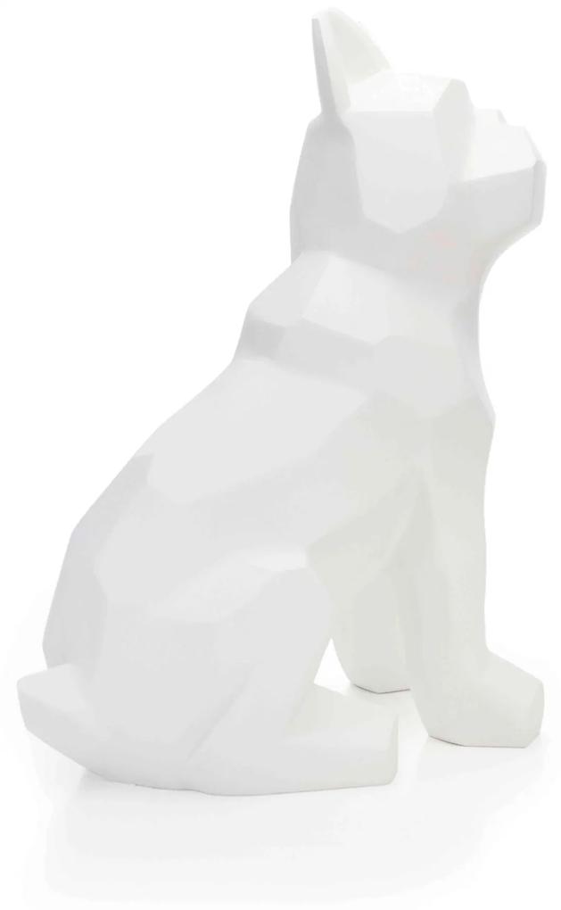 Escultura Decorativa Cachorro em Resina Branco Mate 26 cm -  D'Rossi