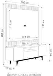 Painel Para TV 70 Pol Real e Rack Bancada Safira L06 Tauari/Off White