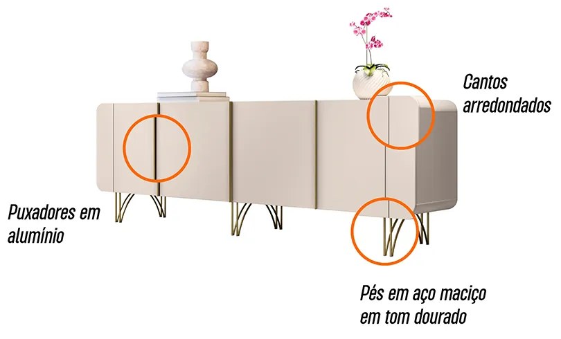 Balcão Aparador Buffet Anabelle Off White H01 - D'Rossi
