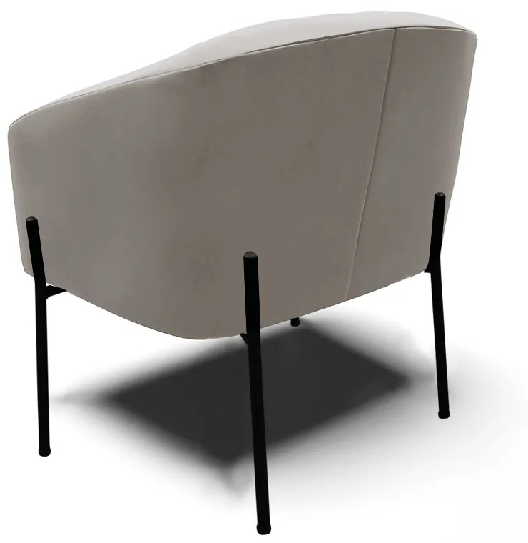 Poltrona Decorativa Pé de Ferro Preto Kit 2 Stella Veludo Cinza D03 - D'Rossi