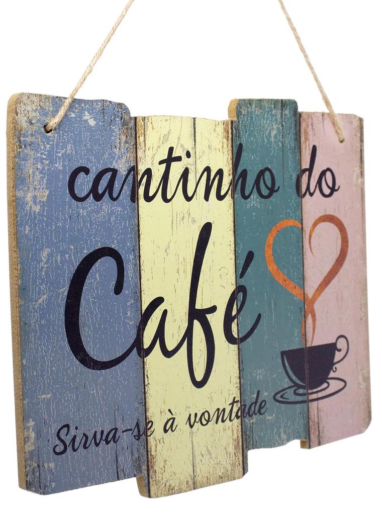 Quadro Decorativo de Madeira Cantinho do Café 25,5x30x1,5 cm - D'Rossi