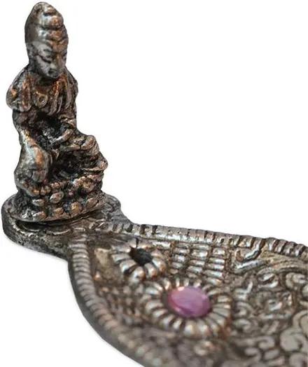 Incensário Buda em Metal Prata - Índia