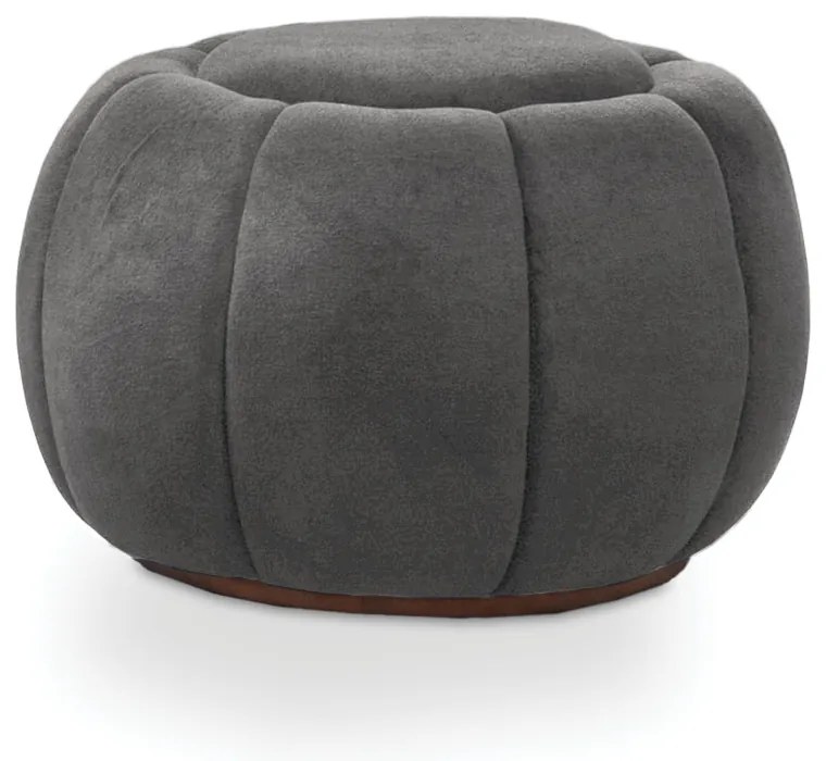 Puff Redondo Orgânico para Sala Cloud Bouclê Cinza Escuro E03 - D'Rossi