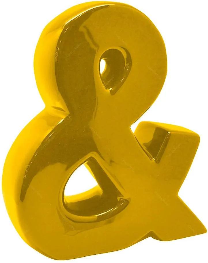 Letra Decorativa E Comercial Amarela em Cerâmica - Urban - 25,5x22 cm