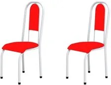 Kit 2 Cadeiras Anatômicas 0.122 Estofada Branco/Vermelho - Marcheli