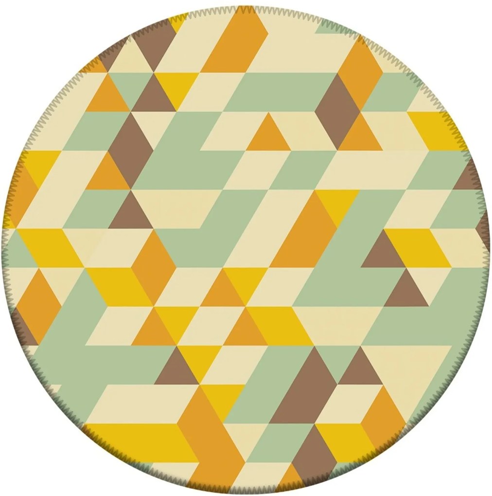 Tapete Love Decor Redondo Wevans Illusion Triângulos Amarelo 94cm