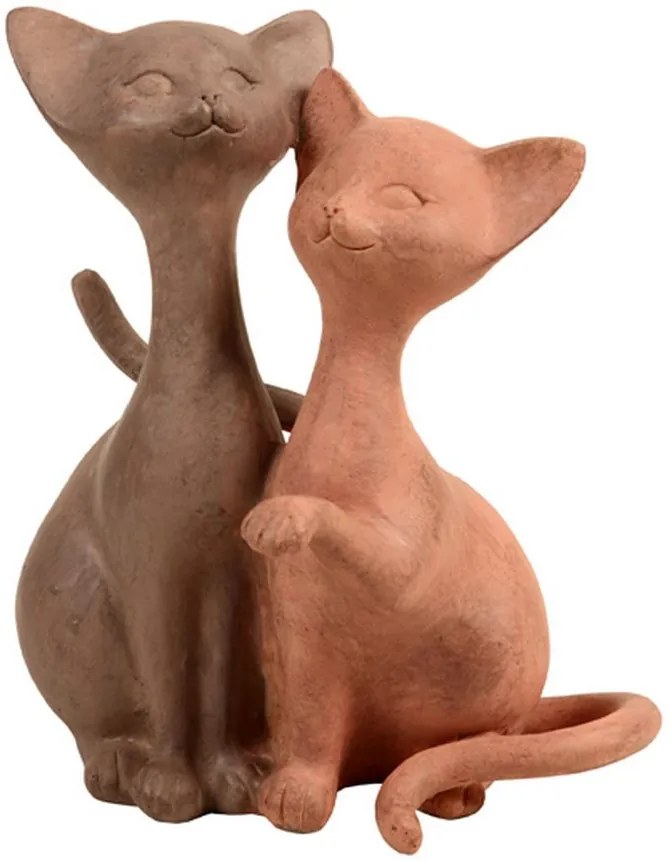 Escultura Decorativa de Resina Casal Felino