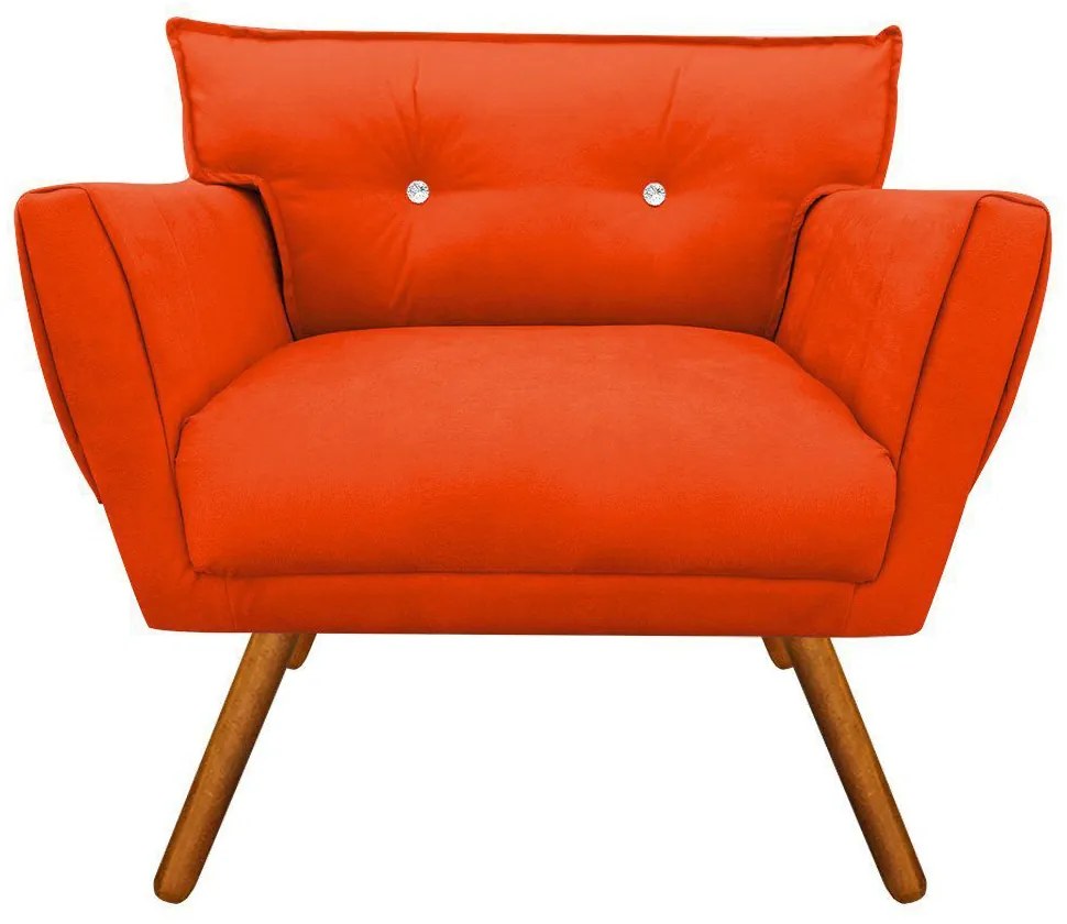 Kit 02 Poltronas Anitta Suede Laranja com Strass Pés Palito Castanho D'Rossi