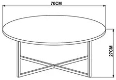Mesa De Centro Redonda Baixa Volpi 27856 Marquina Base Cobre - Artesan