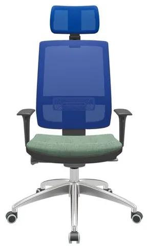 Cadeira Office Brizza Tela Azul Com Encosto Assento Concept Hera Autocompensador 126cm - 63135 Sun House