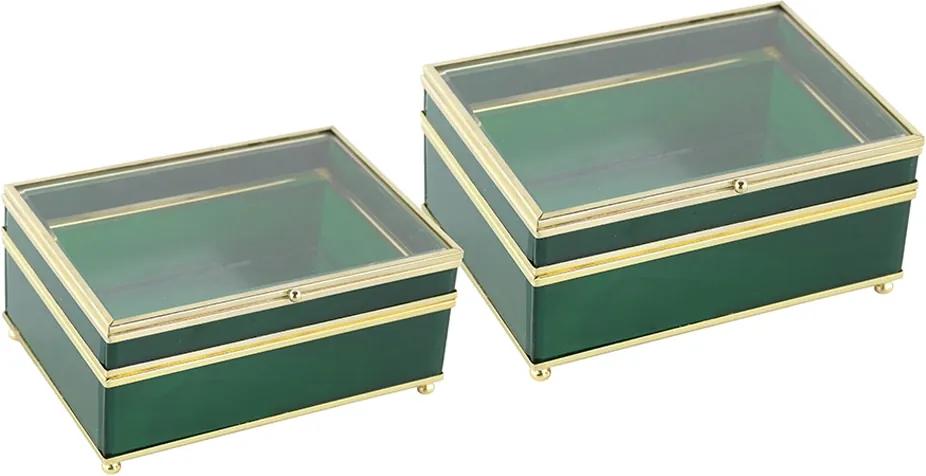 caixas AJAX 2pçs vidro verde 21cm ilunato AH0235