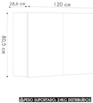 Armário de Cozinha Aéreo 2 Portas 120cm Minsk Freijó/Soft Z06 - Mpozen