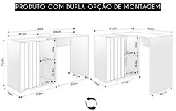 Mesa para Escritório Home Office 1 Porta Ripada Tech Branco Fosco - Ca