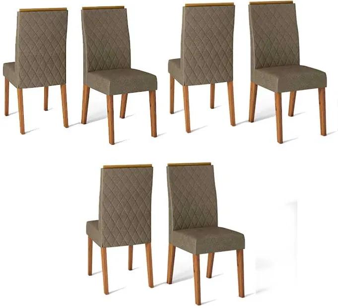 Conjunto 6 Cadeiras Cássia Rústico Terrara Tecido Pecan