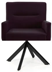 Poltrona Decorativa Giratória Base Eiffel Preto Angel Veludo C-292 Uva