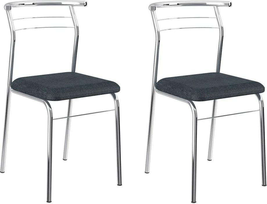 Cadeiras para Cozinha Kit 2 Cadeiras 1708 Jeans/Cromado - Carraro Móveis