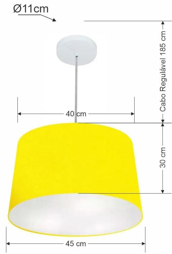 Lustre Pendente Cone Md-4156 Cúpula em Tecido 30/45x40cm Amarelo - Bivolt
