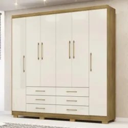 Guarda Roupa Casal 223cm 6 Portas Rick Nature/Champanhe V02 - Mpozenat