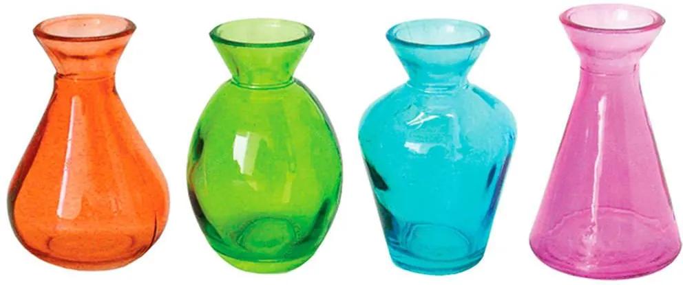 Conjunto 4 Garrafas Decorativas Vases Bottles em Vidro - Urban