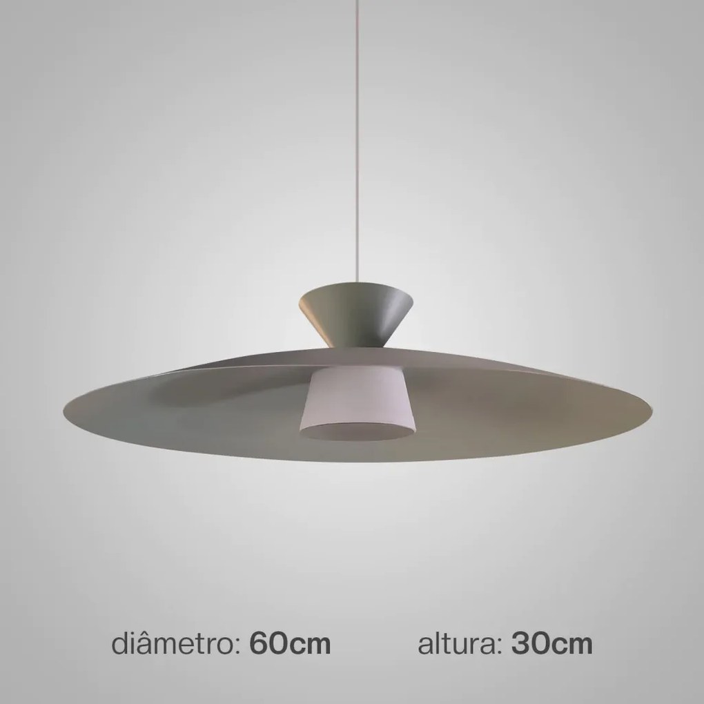 Pendente Rebatedor Ø60X30Cm Disco Curvo Alumínio 01Xled 9W 2700K - Old... (DOURADO FOSCO, 220v)