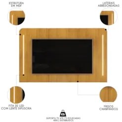 Painel Para TV Suspenso 75 Pol 218cm World D04 Cedro - Mpozenato