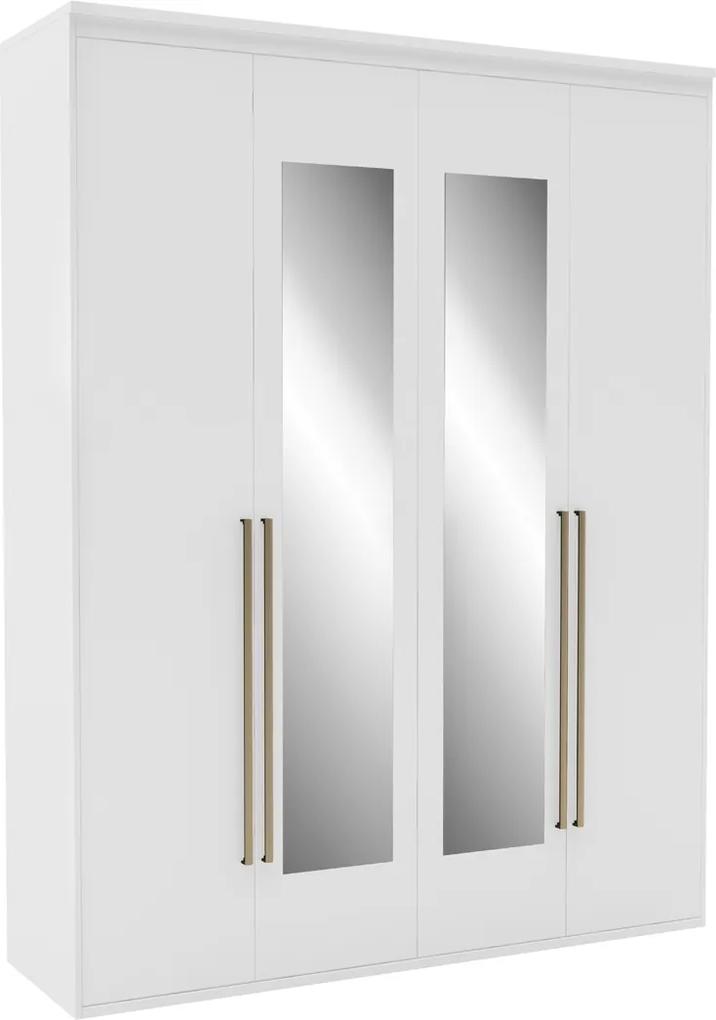 Guarda-Roupa de Solteiro Originale 4 Portas Com Espelho 178,5 cm Branco - Belmax