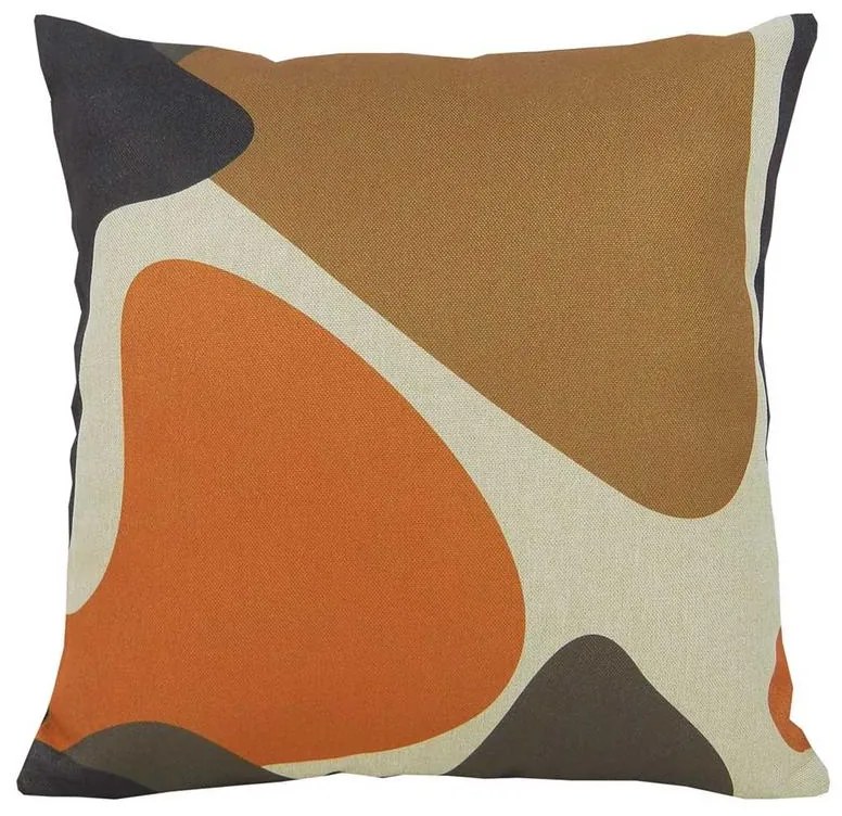 Capa de Almofada Ivory em Linho Tons Bege e Laranja 45x45cm - Abstrata preto - Com Enchimento