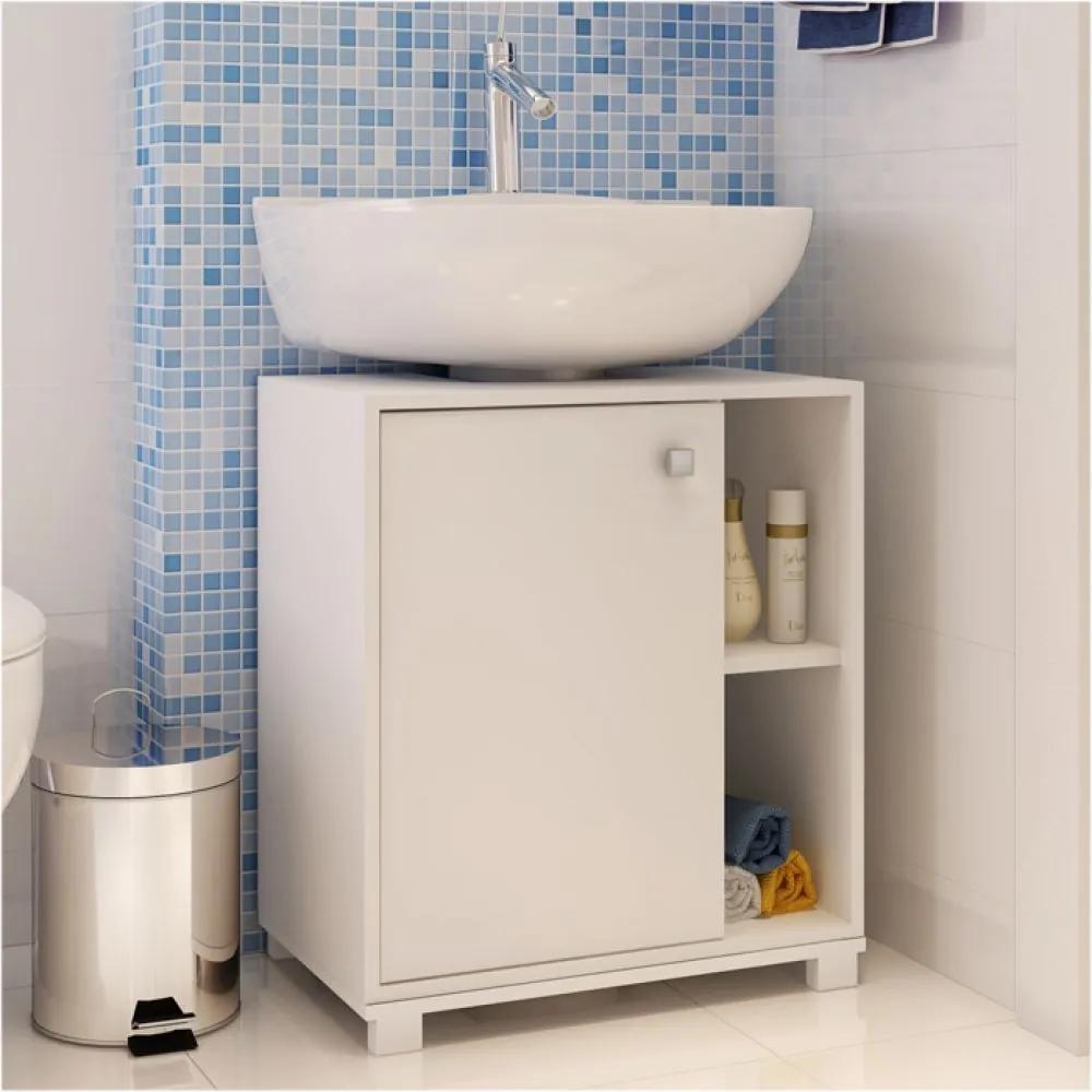 Armário de Banheiro 1 Porta Bbn01 Branco Fosco - Brv Móveis