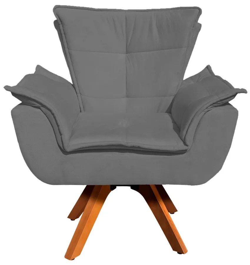 Poltrona Sala de Estar Giratória MM30 Kit 2 Opalla Suede D03 - D'Rossi - Grafite