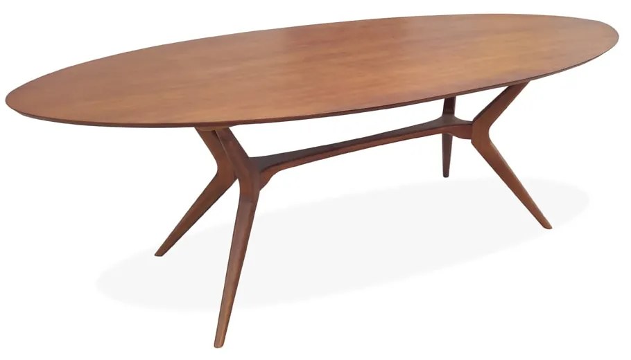 Mesa de Jantar Pé Palito Oval Madeira Maciça Eucalipto Design Retrô